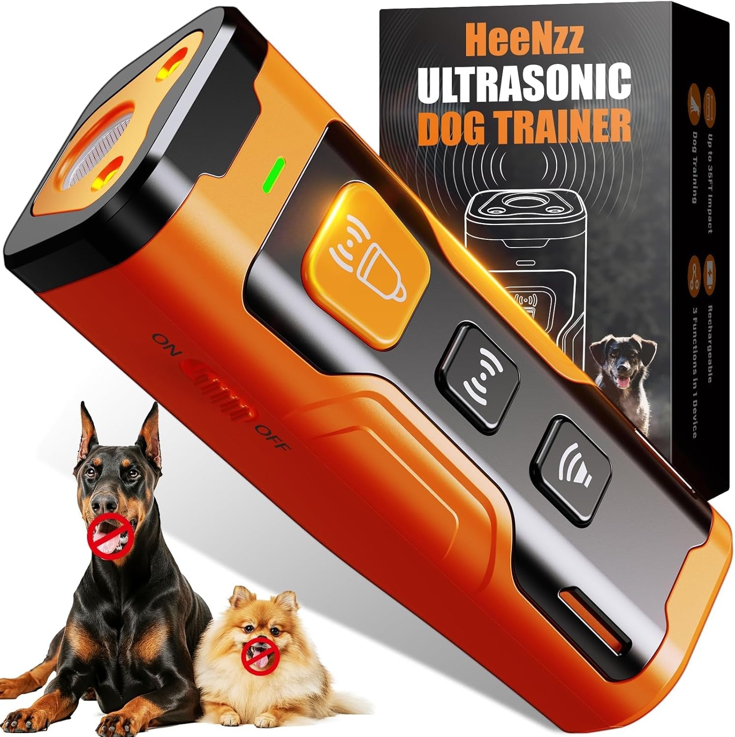 Dog Bark Deterrent Devices for Own or Neighbor'S Dog Ultrasonic Dog Training Device Safe & Effective Portable anti Barking Device for Dogs Indoor Outdoor Use Orange